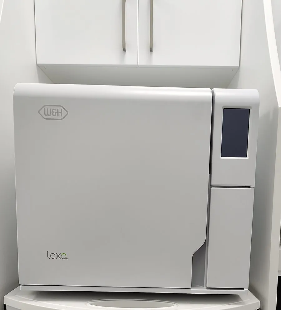 The steam steriliser in the sterilisation room at All Care Dental